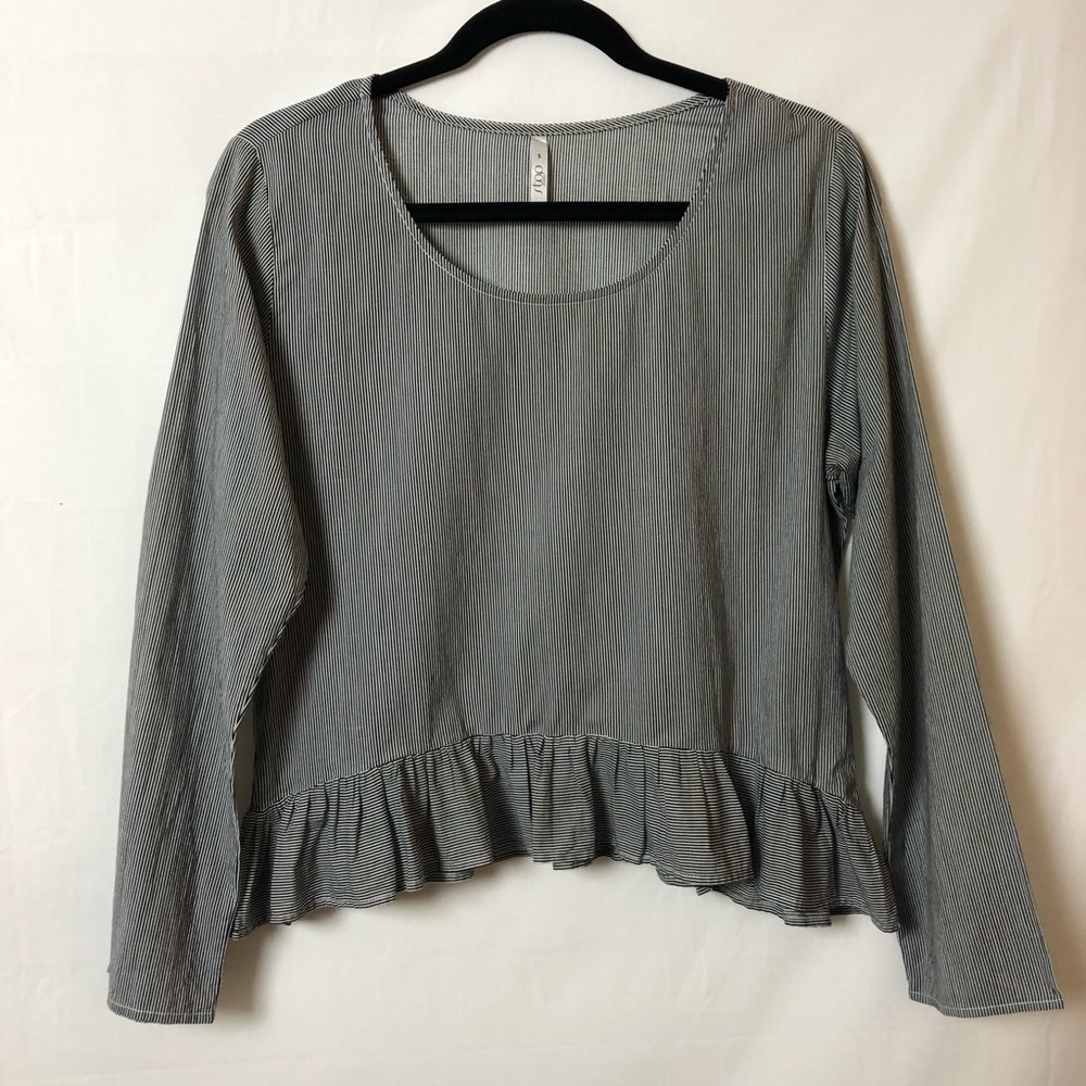 Stop Jeans Pin striped Peplum Top Size Small